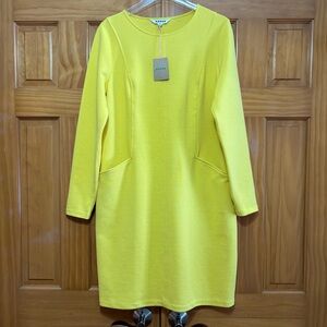 Boden Vibrant Yellow Gold Long Sleeve Dress Size 10 NWT